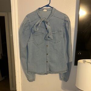 Light Blue Denim Button-Up Shirt